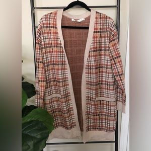 Max Studio plaid long cardigan women’s medium NEW